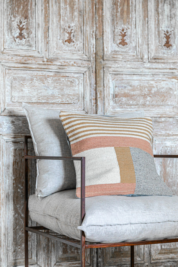 Housse de coussin Granada IV - Rose / Ecru